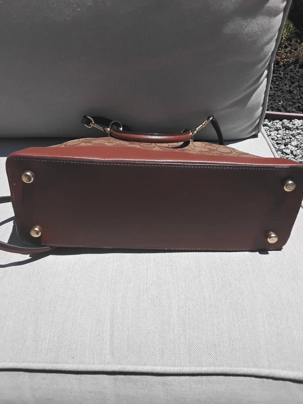 Coach Signature Dome Satchel in Beige/Tan
